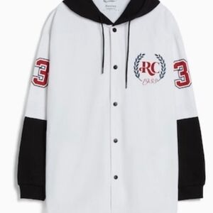 Bershka White and Black Hoodie Jacket